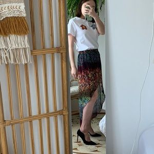 Zara floral high low midi skirt